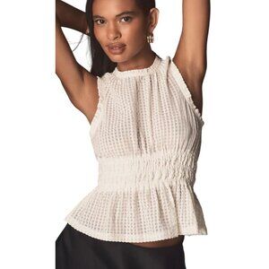 Anthropologie Maeve Smocked Halter Top Ivory, size M NEW